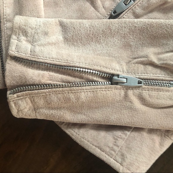 Blush Suede Leather Moto Biker Jacket - Picture 5 of 8